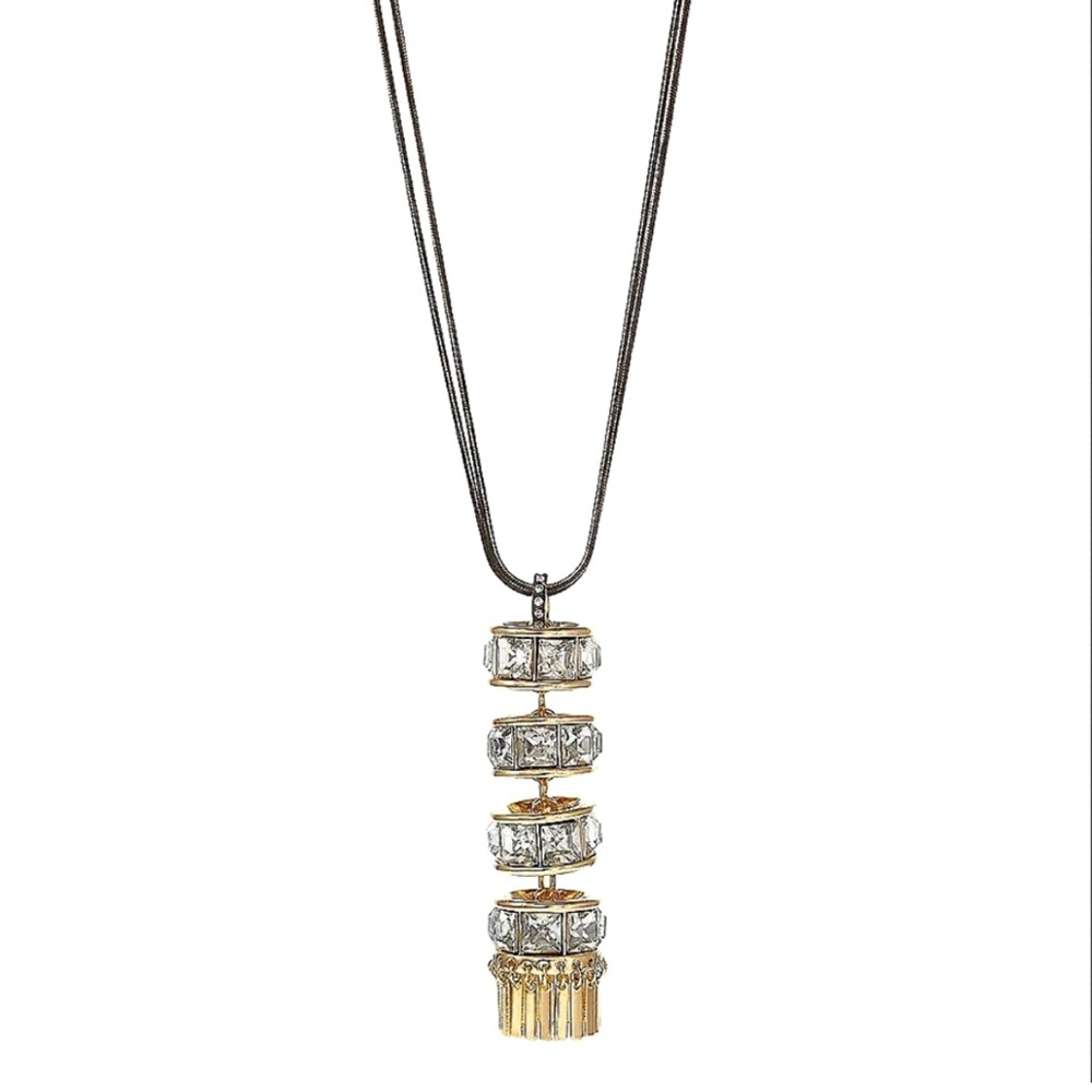 Christian Siriano NECKLACE CUBIC ZIRCONIA TASSEL PENDANT NWT